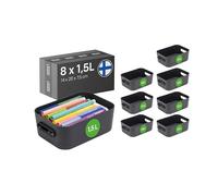 SmartStore Small Plastic Storage Box with Handles 8× 1.5 L | Organiser Basket for Bathroom, Laundry, Kitchen, Office Drawers and Shelves | Blue Storage Bin with 10-Year Warranty | L20 × W14 × H7.5 cm