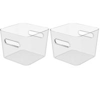SmartStore Square L Storage Container 4.7 L | Clear | Kitchen, Bathroom, Office, Pantry, Fridge Organizer | Bin with Handles | Food Safe and BPA Free | 10 Year Guarantee | L20 x W20 x H16 cm