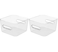 SmartStore Square M Storage Container 3.6 L | Clear | Kitchen, Bathroom, Office, Pantry, Fridge Organizer | Bin with Handles | Food Safe and BPA Free | 10 Year Guarantee | L20 x W20 x H12 cm