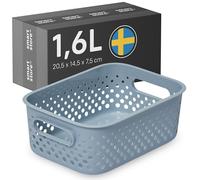 SmartStore Storage Basket with Handles in Blue 1.6L (20.5x14.5x7.5cm) | Storage Bin from Recycled Plastic | Essence S Storage Box| Storage with 10-year Warranty