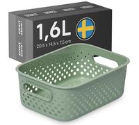 SmartStore Storage Basket with Handles in Green 1.6L (20.5x14.5x7.5cm) | Made from Recycled Plastic | Essence S | Storage Boxes with 10-year Warranty