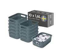 SmartStore Storage Basket with Handles in Grey 10 x 1,6L (20,5x14,5x7,5cm) | Storage Bin From Recycled Plastic | Essence S Storage Box | Storage with 10-year Warranty