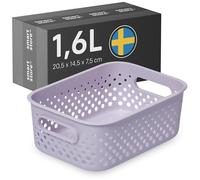 SmartStore Storage Basket with Handles in Lavender 1.6L (20.5x14.5x7.5cm) | Storage Bin from Recycled Plastic | Essence S Storage Box| Storage with 10-year Warranty