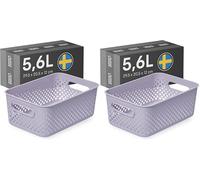 SmartStore Storage Basket with Handles in Lavender 5.6L (29.5x20.5x12cm) | Storage Bin From Recycled Plastic | Essence M Storage Box| Storage with 10-year Warranty (Pack of 2)