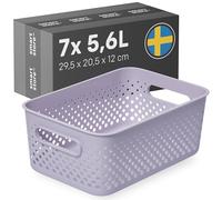 SmartStore Storage Basket with Handles in Lavender 7 x 5.6L (29.5x20.5x12cm) | Basket Storage From Recycled Plastic | Essence M Storage Basket | Storage Boxes with 10-year Warranty