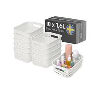 SmartStore Storage Basket with Handles in Off-White 10 x 1,6L (20,5x14,5x7,5cm) | Storage Bin From Recycled Plastic | Essence S Storage Box | Storage with 10-year Warranty