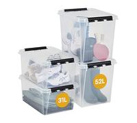 SmartStore Storage Boxes Bonus Pack 3x 31L + 2x 52L, Reinforced, Clear, 10 Year Guarantee, Food Safe, Clip Locked, Stackable and Nestable, BPA Free, L50 x W39 x H41cm