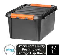 Orthex SmartStore DIY Pro Plastic Storage Box - 32L, Black