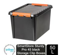 Orthex SmartStore Sturdy Pro Storage Clip Boxes, 14L, 32L or 50L - Black / 50l
