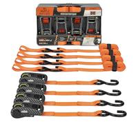 SmartStraps 14' 3000 lbs. CarbonX Ratchet Tie Down, Orange 4 Pack