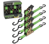 SmartStraps 6-Foot Ratchet Straps (4pk) 1,500 lbs Break Strength - 500 lbs Safe Work Load- Haul ATVs, Lawn Tractors and Other Small Equipment - Easy-to-Use Retractable Tie-Down Straps