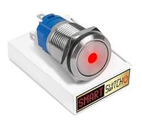 SmartSwitch 19mm Devil Eye DOT Stainless Steel Latching SPST Push Button Red LED Metal Switch DE19
