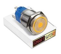 SmartSwitch 22mm Angel Eye DOT Stainless Steel Momentary DPDT 2NO2NC Push Button Orange LED Metal Switch AE22