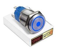SmartSwitch 22mm Angel Eye DOT Stainless Steel Momentary SPST Push Button Blue LED Metal Switch AE22