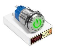 SmartSwitch 22mm Devil Eye POWER Stainless Steel Latching SPST Push Button Green LED Metal Switch DE22