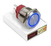 SmartSwitch 25mm Angel Eye Halo Stainless Steel Latching DPDT 2NO2NC Push Button Blue LED Metal Switch AE25