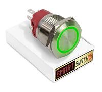 SmartSwitch 25mm Angel Eye Halo Stainless Steel Latching DPDT 2NO2NC Push Button Green LED Metal Switch AE25