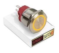 SmartSwitch 25mm Angel Eye Halo Stainless Steel Momentary DPDT 2NO2NC Push Button Orange LED Metal Switch AE25