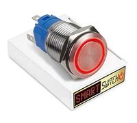 SmartSwitch Angel Eye 22mm Halo Momentary Push Button Switch 12V Red LED Switch with Silver Stainless Steel Finish 2NO2NC