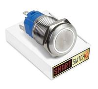 SmartSwitch Angel Eye 22mm Halo Momentary Push Button Switch 12V White LED Switch with Silver Stainless Steel Finish 2NO2NC