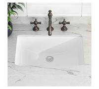 SmartSylva 21" Rectangular Undermount Bathroom Sink, Porcelain Ceramic Lavatory Vanity Undermount Sink, Glossy White