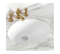 SmartSylva Undermount Bathroom Sink Oval, 15.25” x 12” (Interior Size) Oval Porcelain Ceramic Undermount Bathroom Vanity Vessel Sink with Overflow, White