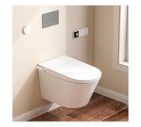 SmartSylva Wall Hung Smart Toilet: Elongated Design with Built-in Bidet, Heated Seat, Warm Water Wash, Air Dryer, Auto Flush, Foot Sensor Flush, and Auto Open/Close Lid