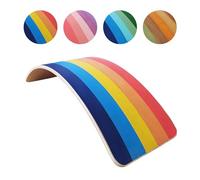 SmartToys4U Wooden Balance Board Kids Montessori Toddler Wobble Board Autism Friendly Waldorf Sensory Toy Indoor Outdoor Children Natural Wood Curvy Seesaw Yoga Fitness Board for Adult (Rainbow)
