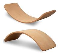 SmartToys4U Wooden Balance Board Kids Toddler Montessori Wobble Board Autism Friendly Waldorf Sensory Toy Indoor Outdoor Children Natural Wood Curvy Seesaw Fitness Board for Adult No Felt (Natural)