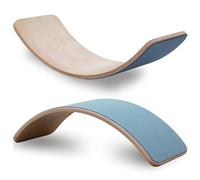 SmartToys4U Wooden Balance Board Kids Toddler Montessori Wobble Board with Felt Autism Friendly Waldorf Sensory Toy Children Natural Wood Curvy Seesaw Fitness Board for Adult Indoor Outdoor (BlueFelt)