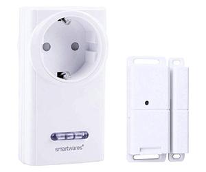 Smartware radio-controlled exhaust control with a magnetic window contact and radio plug sockets for an extractor hood, sh5-set-khc