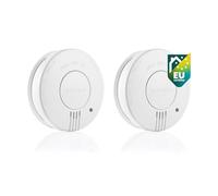 Smartwares Pack of 2 FSM-11517 Smoke Detectors - Optical Sensors 10 Years - Replaceable 5 Year Batteries - White