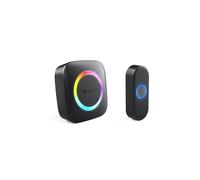 Smartwares Wireless doorbell Set - Plug-in Chime and Push Button - 300 m Range - 36 melodies - LED Ring - 85 dB - 4 Sound Level & Mute Function - Black - PD-4926