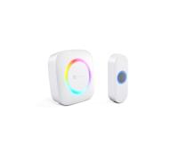 Smartwares Wireless doorbell Set - Portable Chime and Push Button - 300 m Range - 36 melodies - LED Ring - 85 dB - 4 Sound Level & Mute Function - White - PD-4922