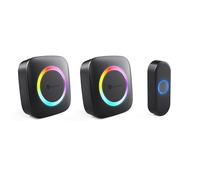 Smartwares Wireless doorbell Set - Portable Chime, Plug-in Chime and Push Button - 300 m Range - 36 melodies - LED Ring - 85 dB - 4 Sound Level & Mute Function - Black - PD-4927