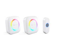 Smartwares Wireless doorbell Set - Portable Chime, Plug-in Chime and Push Button - 300 m Range - 36 melodies - LED Ring - 85 dB - 4 Sound Level & Mute Function - White - PD-4924