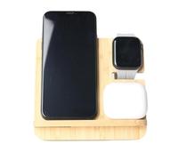 Smartwatch Charger Dock - 13.95x13.15x2.35cm Product Dimensions, Natural Wooden Wireless Charger, Yellow Color Finish | 15W Power Output Mobile Phone Tablet Earbuds Stand Modern Practical Desktop