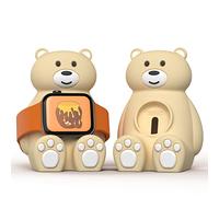Smartwatch Charger Stand Compatible for Apple Watch 9/8/7/6/SE/5/4/3/2, Bear Silicone Charging Dock Holder for Samsung Galaxy Watch Ultra/7/6/5/5Pro, Support Nightstand Mode