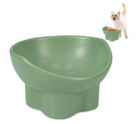 SMARTWELL Elevated Ceramic Cat Bowl, Raised Cat Dish, Anti-Vomiting and Whisker Friendly Pet Feeding Bowl, Small Dog & Kitten Food Bowl, Dishwasher & Microwave Safe(5.6 in,Avocado Green)