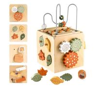 Smartwo Baby Activity Cube, Montessori Wooden Toys for Toddlers 1 2 Year Old, Kids Shape Sorter Bead Maze, Fine Motor Skill, Early Learning Activity, Educational Gifts for Girl Boy Age 12-18 Months