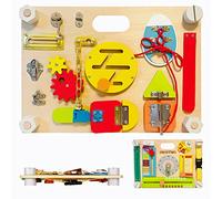 Smartwo Large Wooden Busy Board for Toddler 1 2 3 4 Years Old, Double-Sided Montessori Activity Board, Kid Sensory Fidget Toy, Baby Boy Girl Gift, Travel Toy, Fine Motor Skills