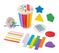 Smartwo Shape and Colour Sorting and Matching Game for Toddlers, Wooden Educational Montessori Toys for 1 2 3 years old, Sensory Toys, Fine Motor Skills, Preschool Learning Activity, Travel Toy