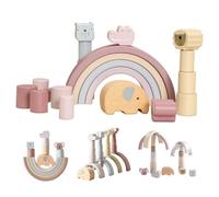 Smartwo Montessori Toys for 2 3 Year Old, Wooden Pastel Rainbow Stacker, Building Blocks 21 PCS, Kids Construction Toys, Shape Sorting and Stacking, Toddler Travel Activities, Neutral Boy Girl Gift