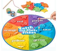 Smartwo Wooden Magnetic Fishing Game for Kids, Montessori Toys for 2+ Year Olds, Educational Toys for 2-3-4 Years Old, Shape & Colour Sorting Toddlers, Fine Motor Skills Training, Girl Boy Gift