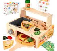 Smartwo Wooden Pizza Oven Toy for Kids, Pizza Baking and Selling Game