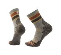 Smartwool Mens Hike Light Cushion Striped Mid Crew Socks Taupe/Natural Marl