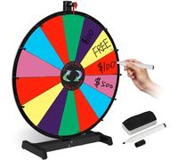 Smartxchoices 24" Spinning Prize Wheel Tabletop Color 14 Slots Spinning Wheel with Dry Eraser & Marker Pen Editable Carnival Fortune Spin to Win Casino Trade Show