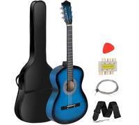 Smartxchoices 38" Kids Acoustic Guitar Bundle Kit for Starter Beginner Music Lovers, 6-String Folk Guitar with Gig Bag, Extra Set Steel Strings, Strap, Pitch Pipe and Pick (Blue)