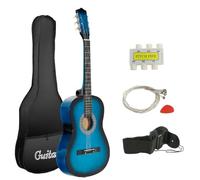 Smartxchoices 38" Kids Acoustic Guitar Bundle Kit for Starter Beginner Music Lovers, 6-String Folk Guitar with Gig Bag, Extra Set Steel Strings, Strap, Pitch Pipe and Pick (Blue)