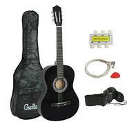 Smartxchoices 6 String 38" Acoustic Guitar Bundle with Gig Bag Strap Pitch Pipe Extra Strings Set Pick for Beginners Starter Kids Girls Youths Students Right-handed (Black)
